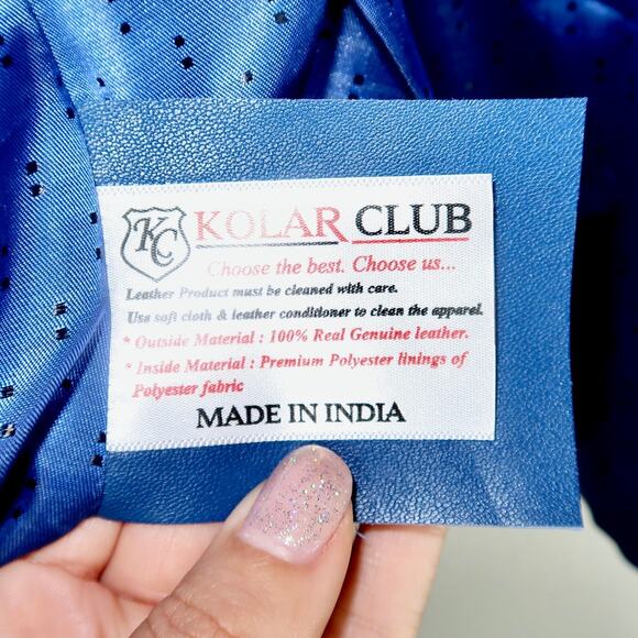 Creation Leathercraft Sheepskin Leather Motorcycle Slim fit Blue Biker Jacket XL - Picture 6 of 9